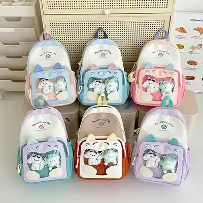 Cute Cartoon Plush Multi-Pocket School Backpack