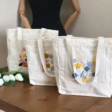 Cute Embroidered Canvas Tote Bag