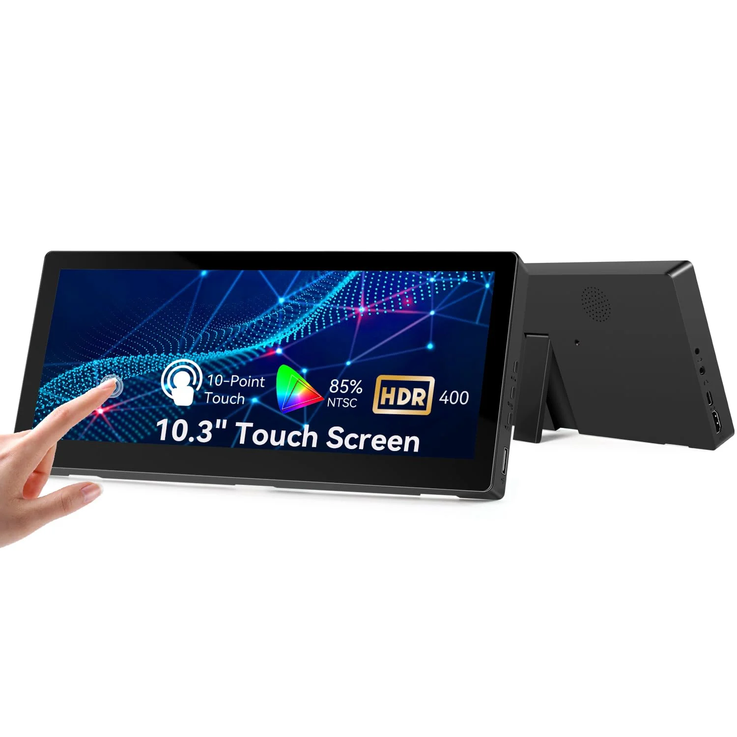 10.3 Inch Portable Touch Screen Monitor with 10-Point Touch, HDR Display & VESA Mount Support